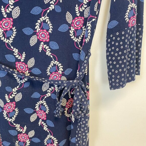 Boden Navy and Pink Paisley Dress with Waist Tie - Picture 5 of 12